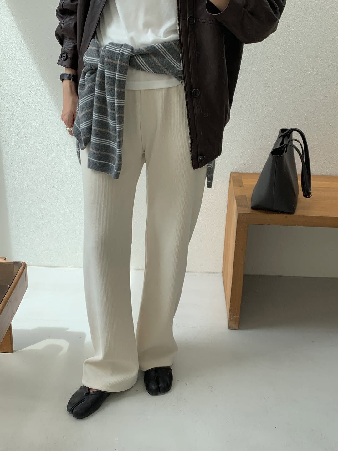 Velour corduroy banding pants-4col