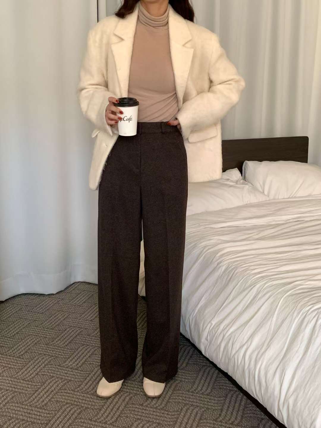 wool semi-wide slacks-3col/ショート丈あり