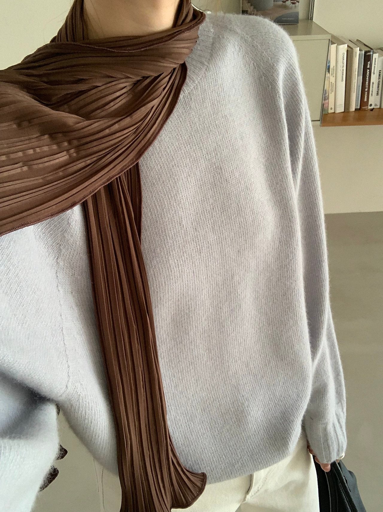 Plisse long scarf-3col