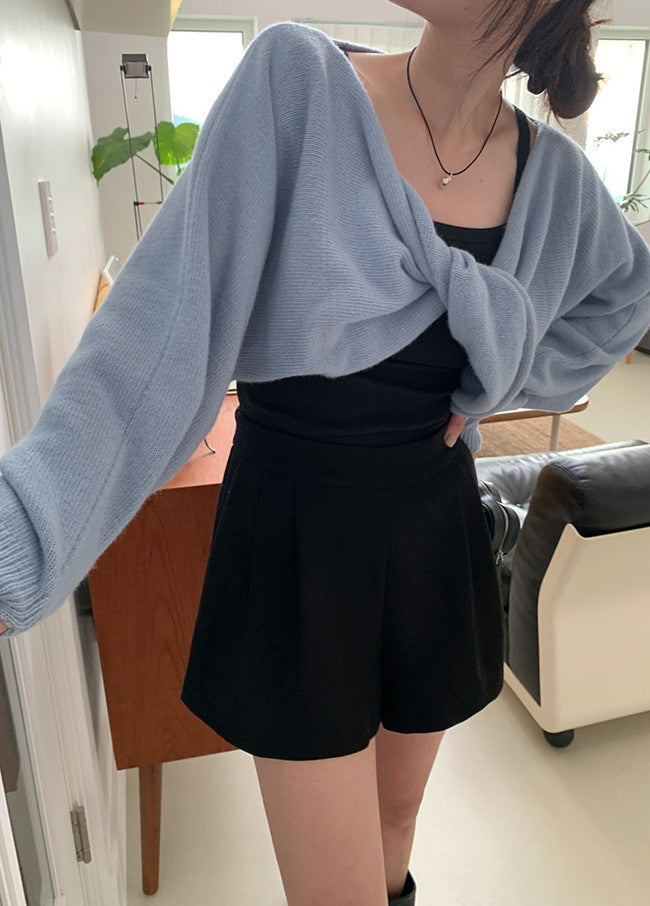 Flare half pants-2col