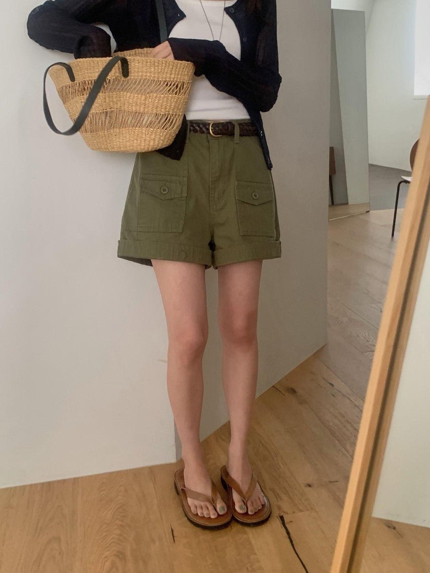 Oxford half pants-2col