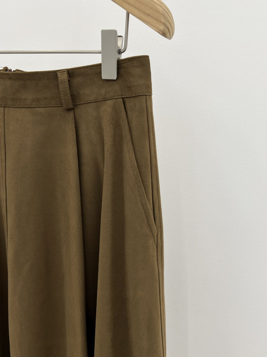 Rouelle suede flare skirt-2col