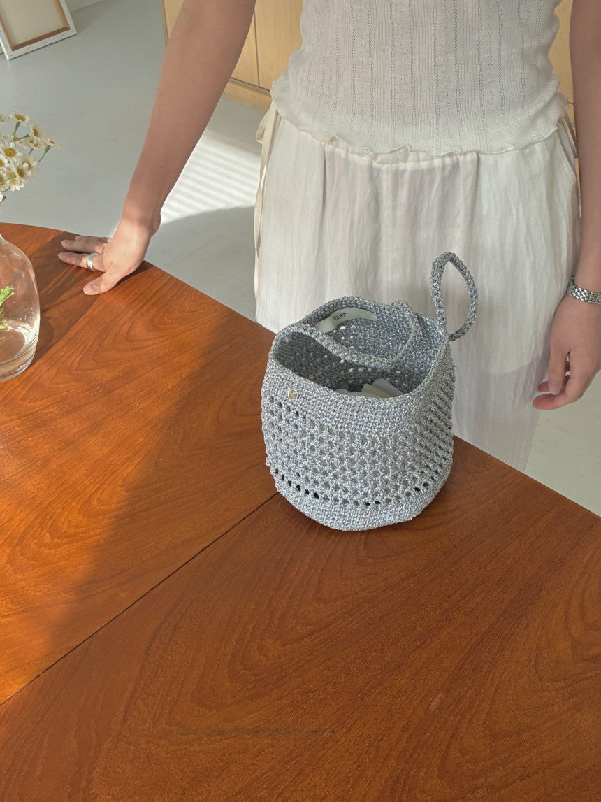 即納 pompom knit bag