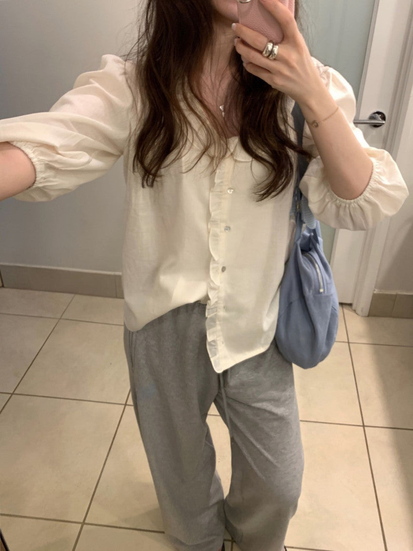 Giselle frill blouse-3col