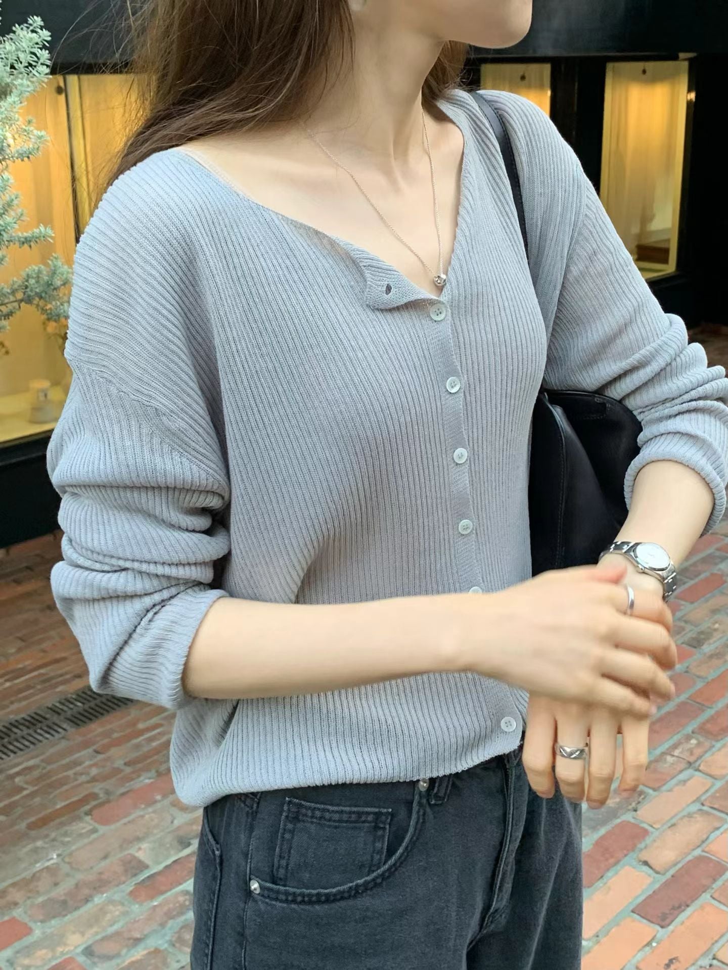 Ounce lily square rib cardigan-3col