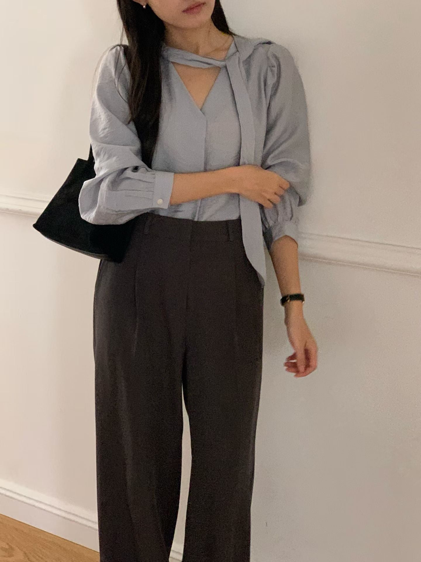 classic tie blouse-4col