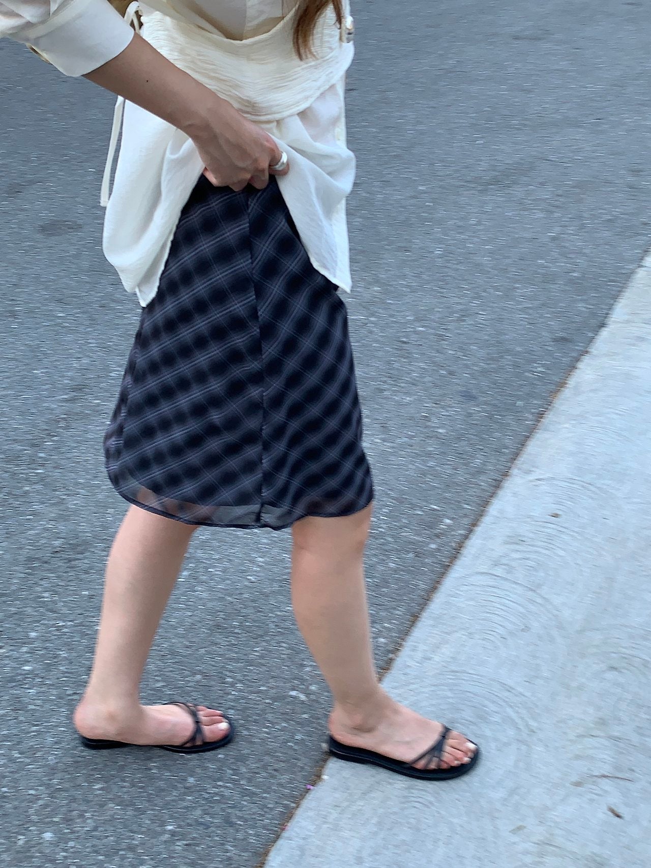 Loen check midi skirt-3col