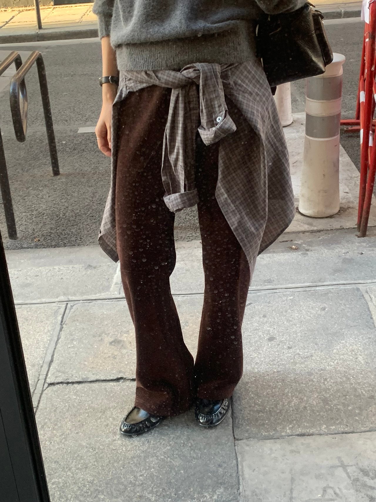 Velour corduroy banding pants-4col