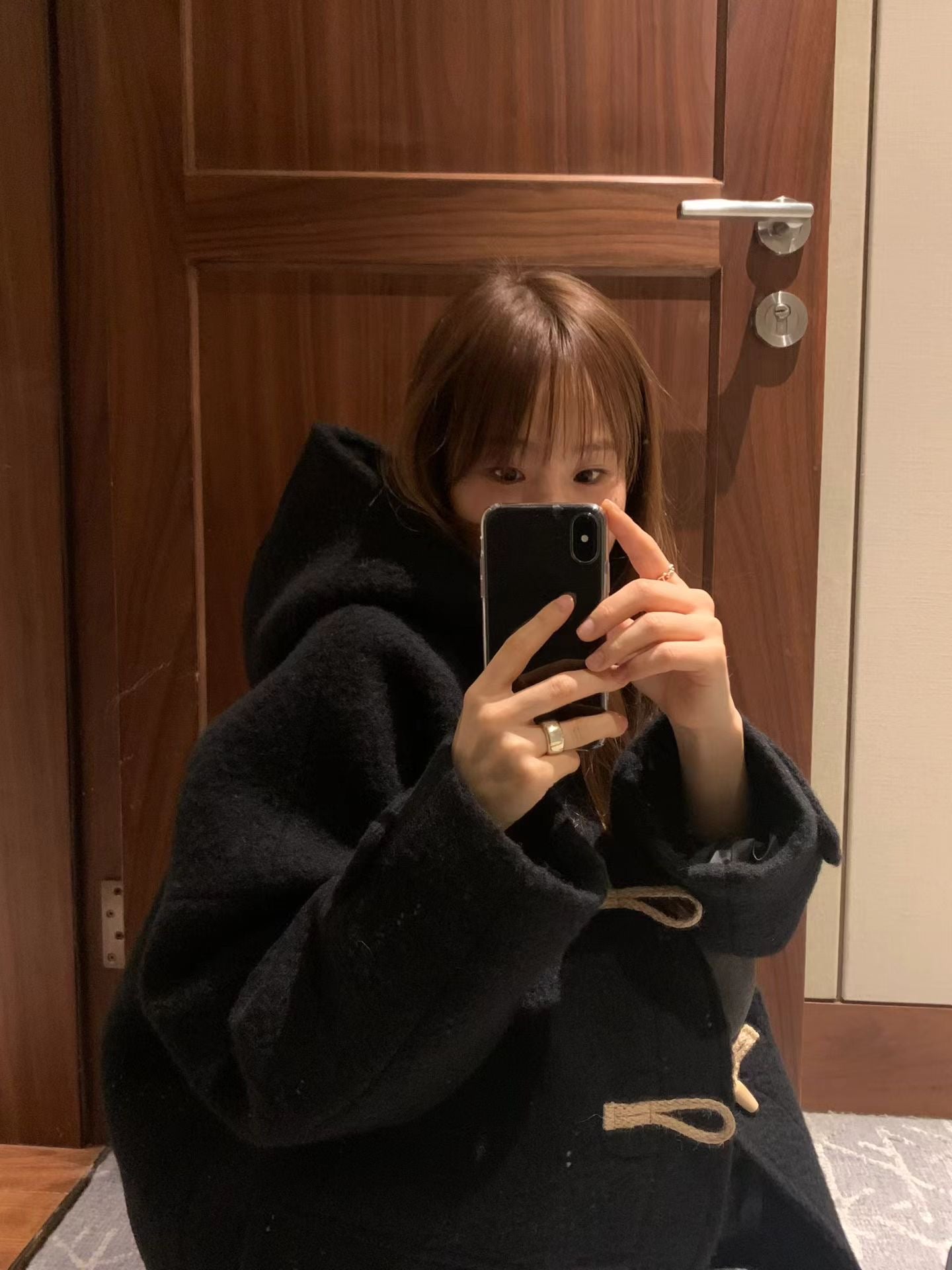 Ounce baby alpaca hood duffel coat-2col