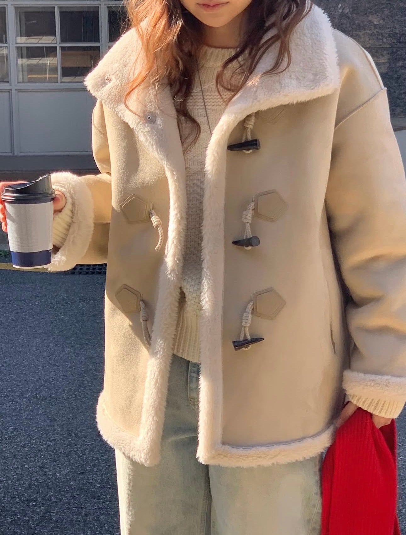 High-neck duffel reversible mustang