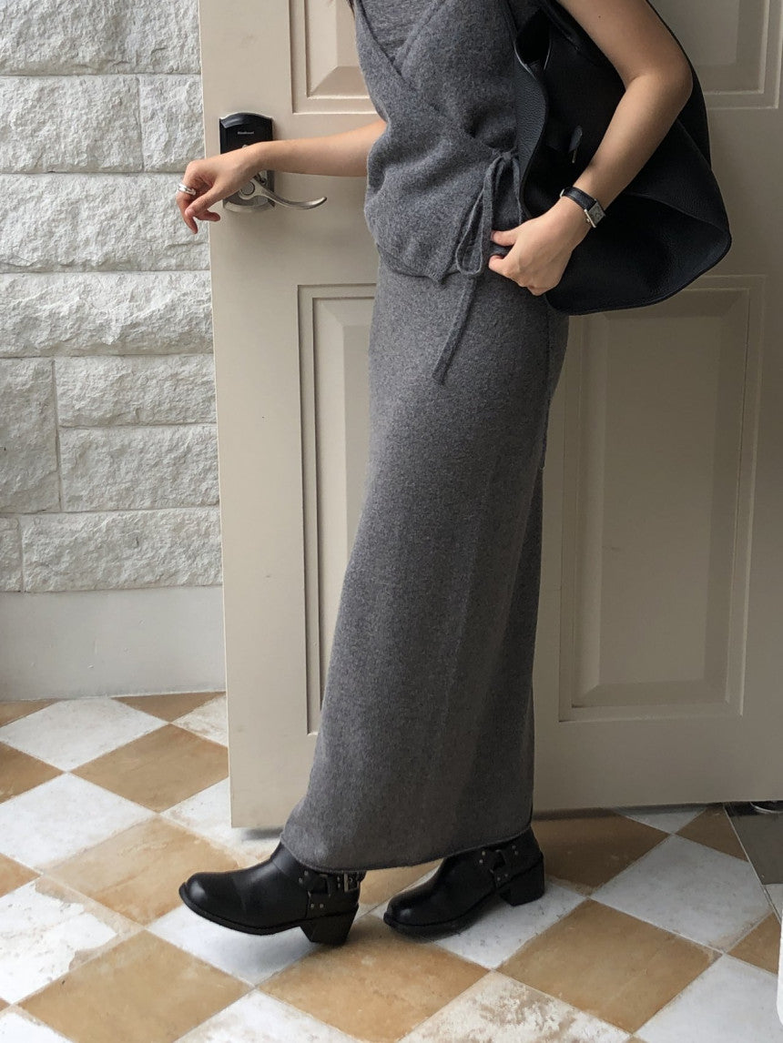 Amel wholegament cashmere knit skirt-3col