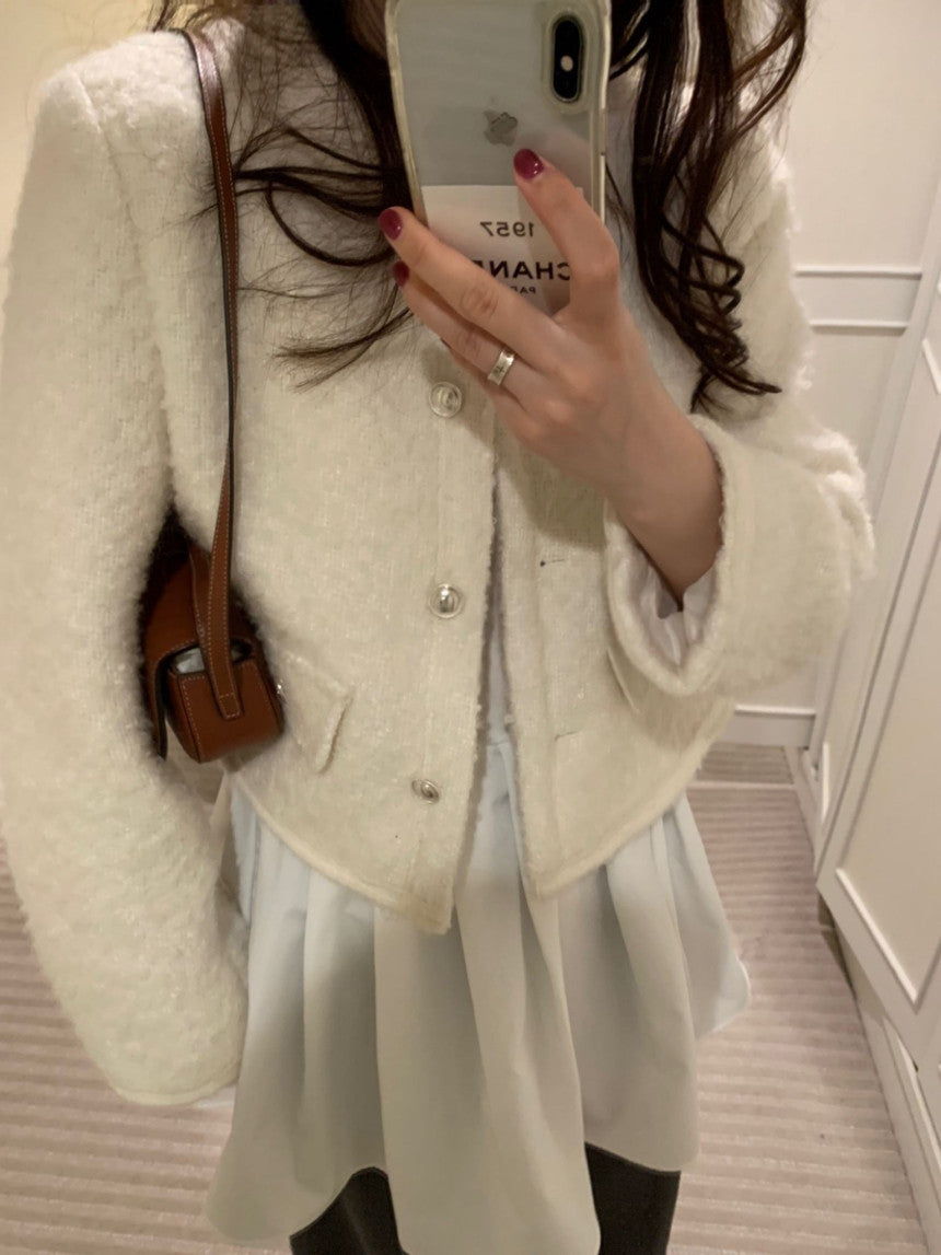 snug wool tweed jacket-2col