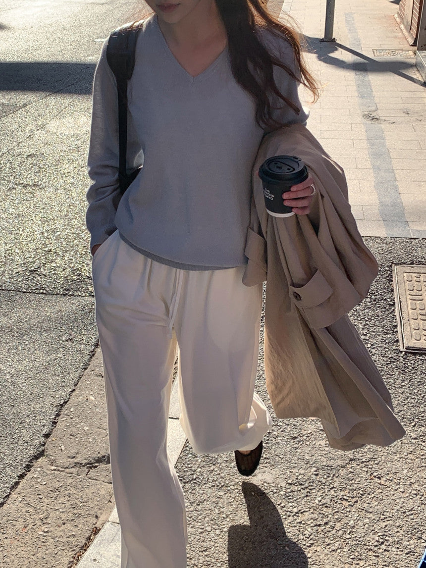 Adele wholegar cash v-neck knit-5col