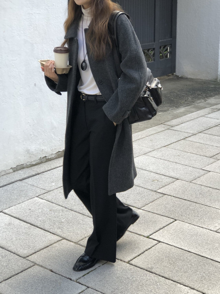 Luce wool twill melange coat-2col