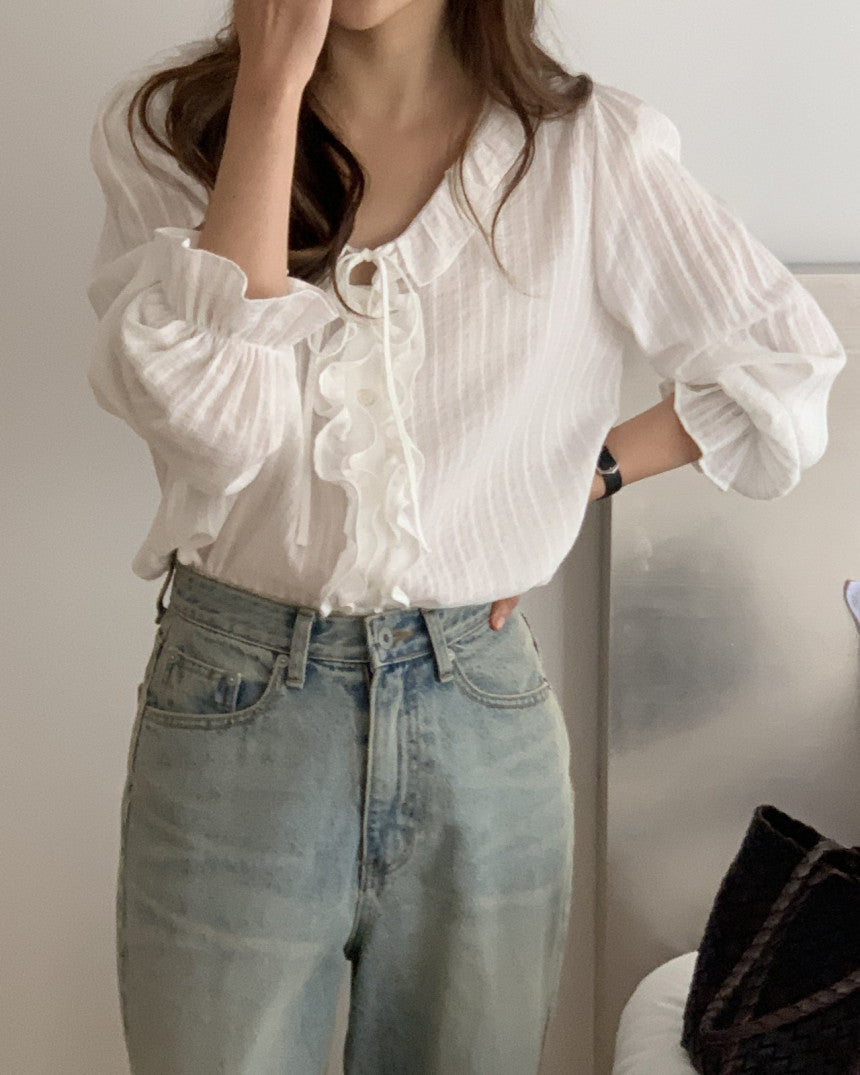 Riel ruffle blouse-2col