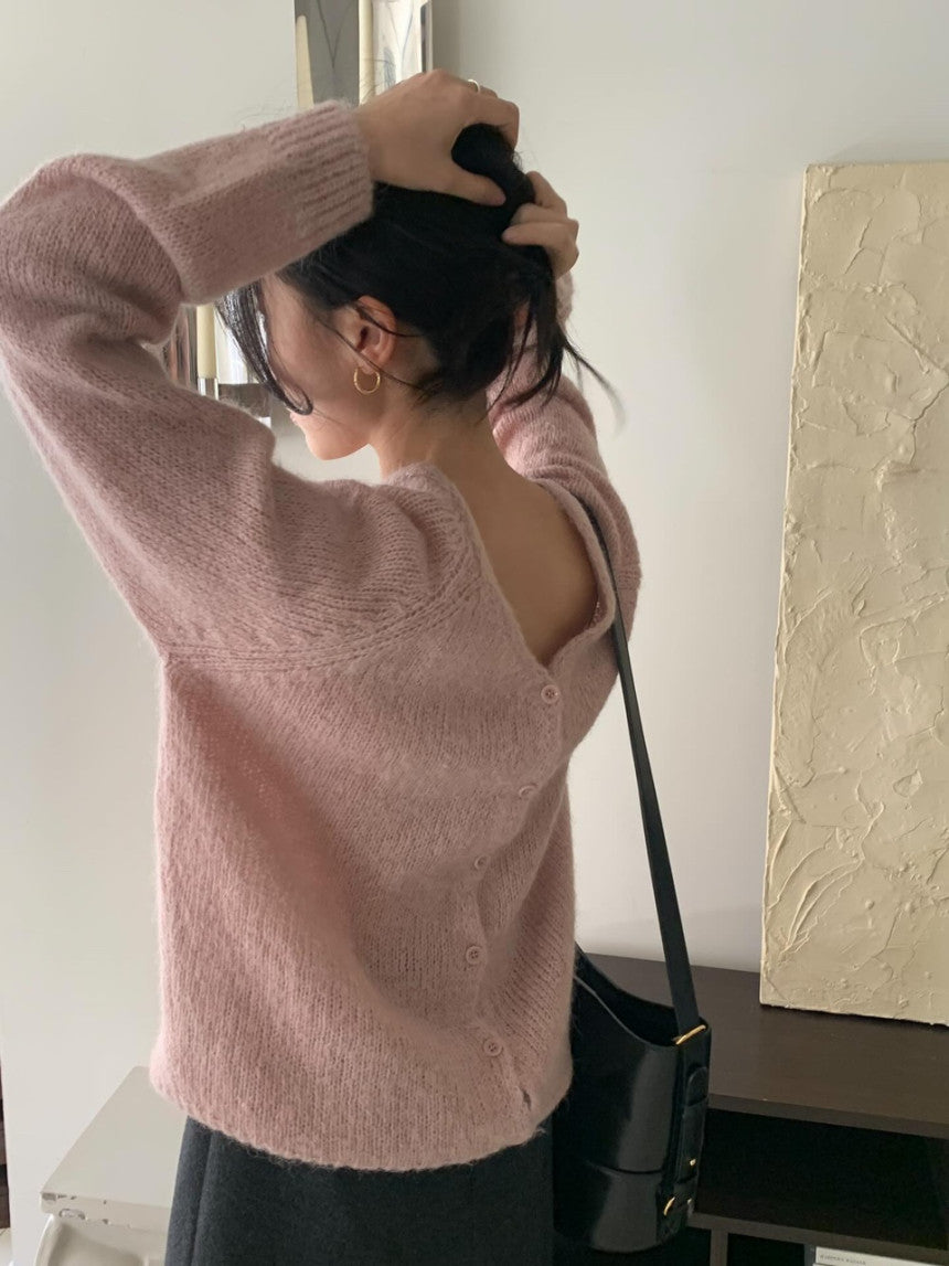 Pony wool 2way v-knit cardigan-3col