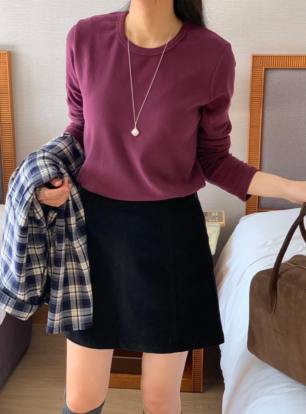 gimo suede lining skirt-2col