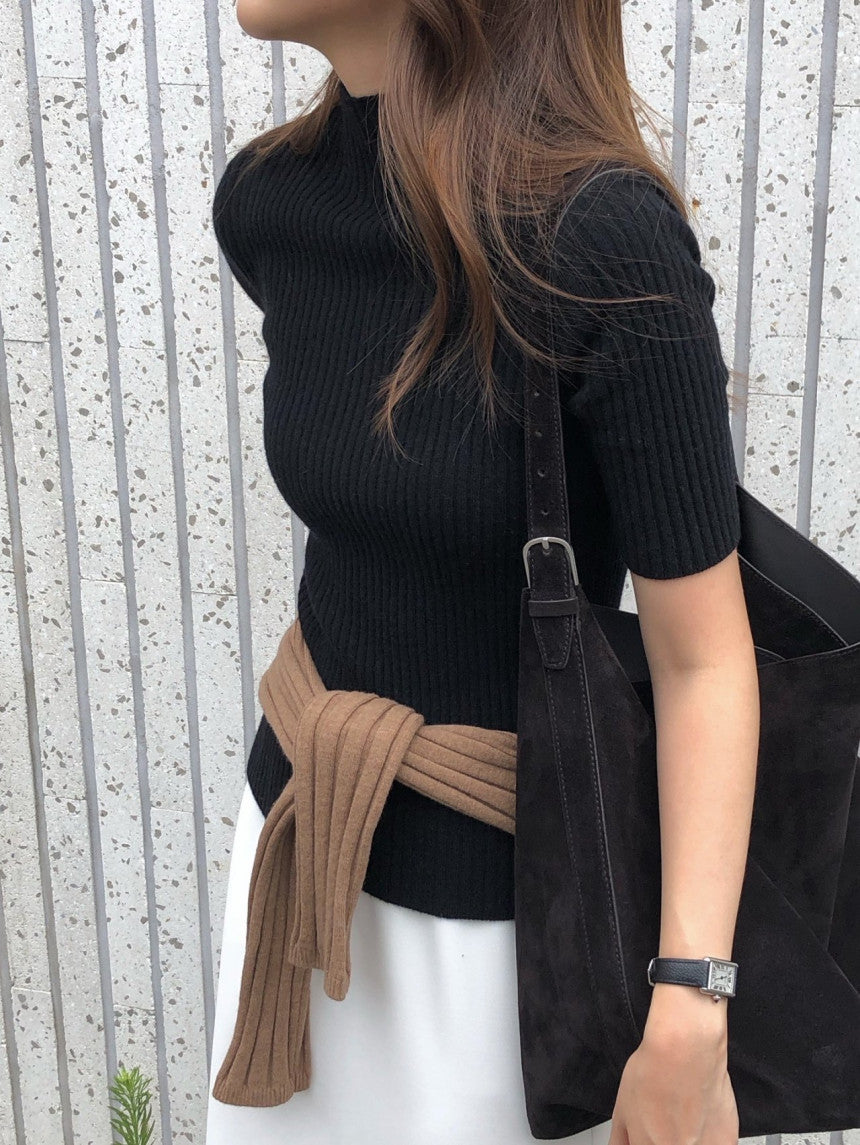 cashmere mockneck half knit-5col