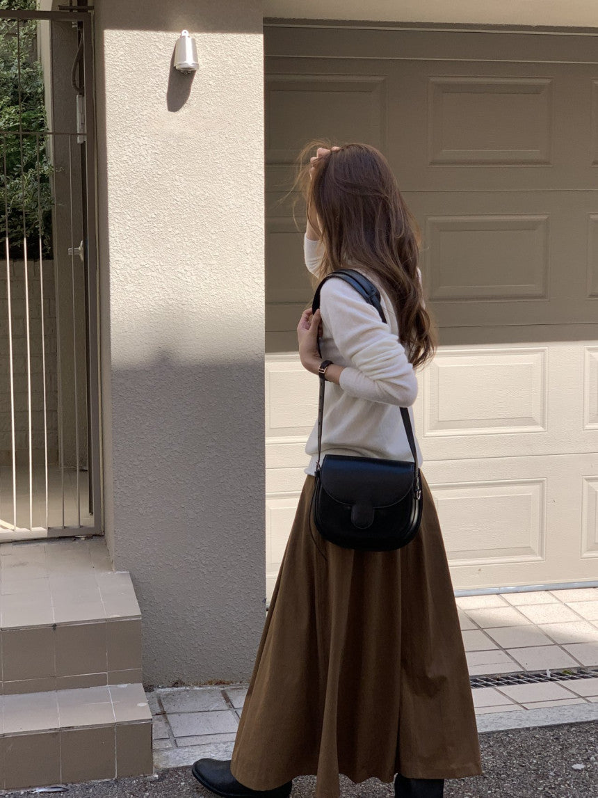 Rouelle suede flare skirt-2col