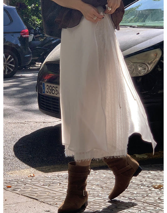 ivory-s即納 Breed layered skirt-2col