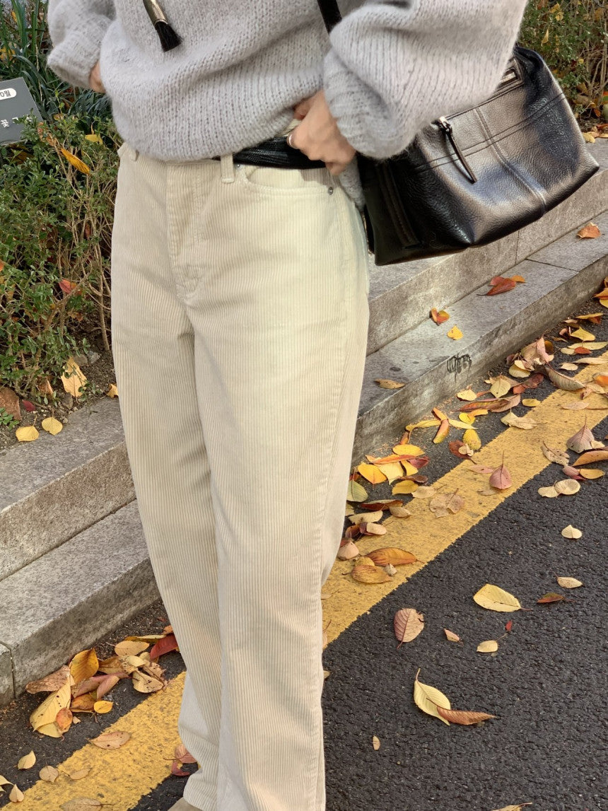 Rie corduroy straight pants-2col