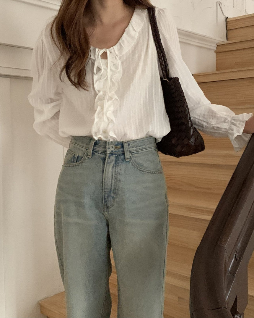 Riel ruffle blouse-2col