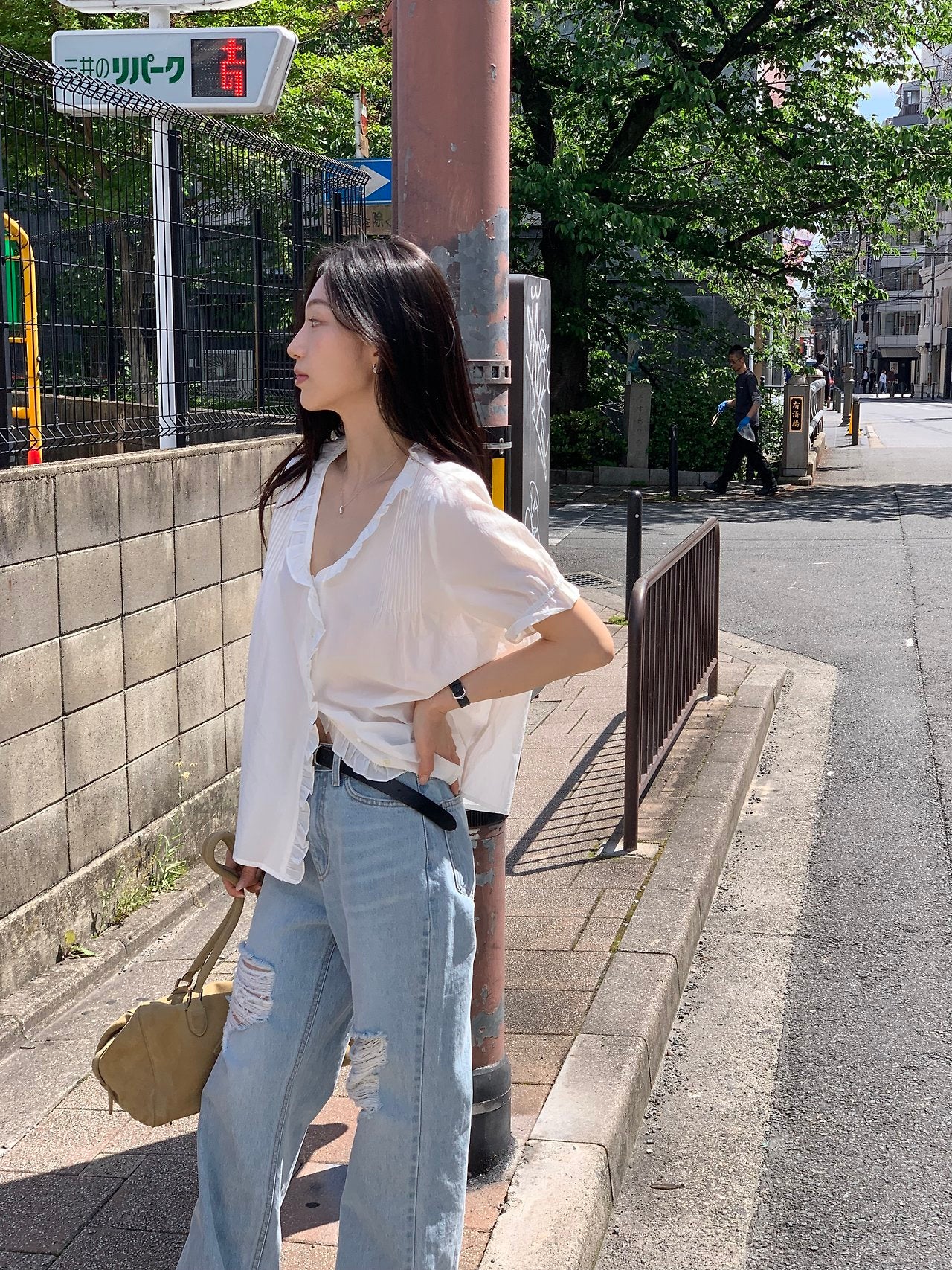 Mela frill pintuck blouse