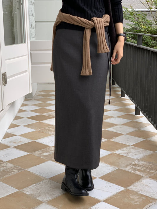 Rouen wool strap h-line skirt-3col