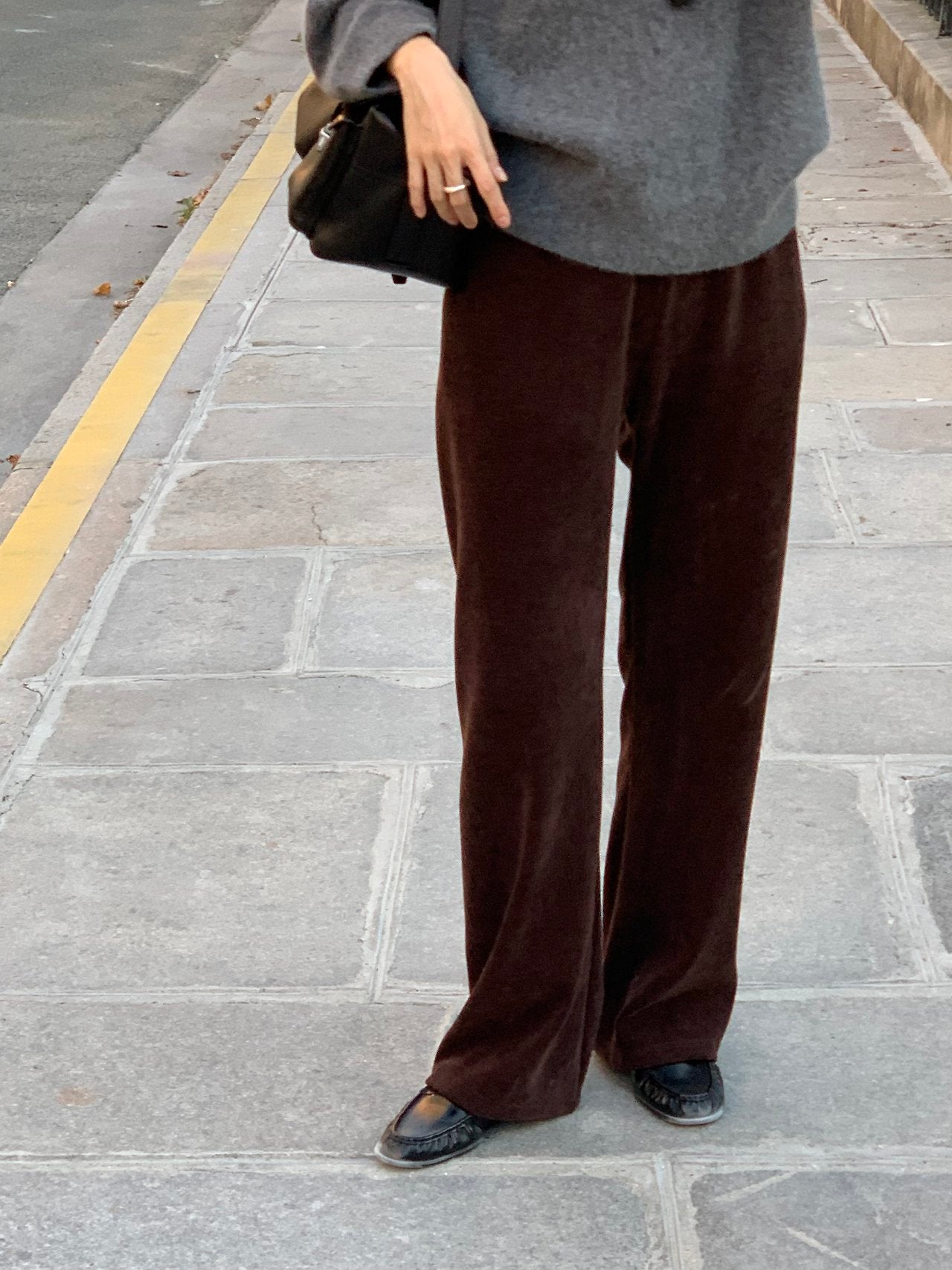 Velour corduroy banding pants-4col