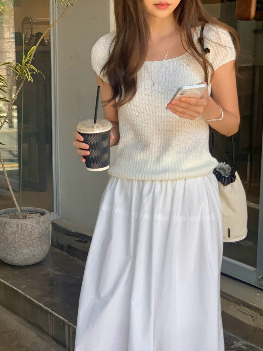 Loe square neck drop shoulder knit-2col