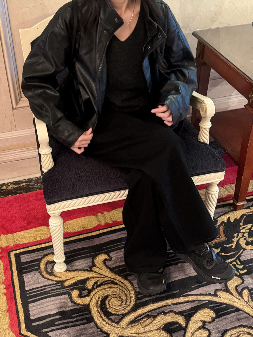 funnel leather jacket