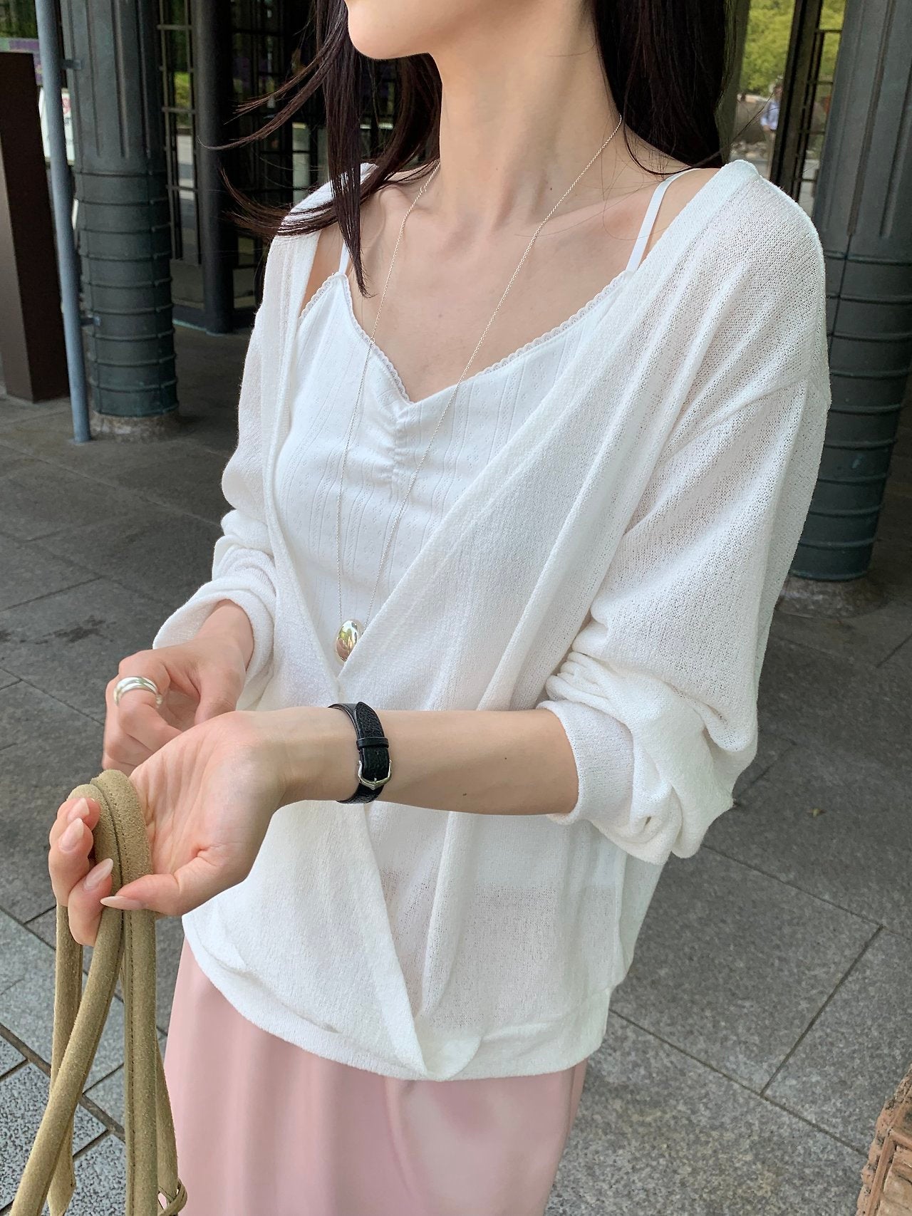 Elina linen deep V-neck knit-3col
