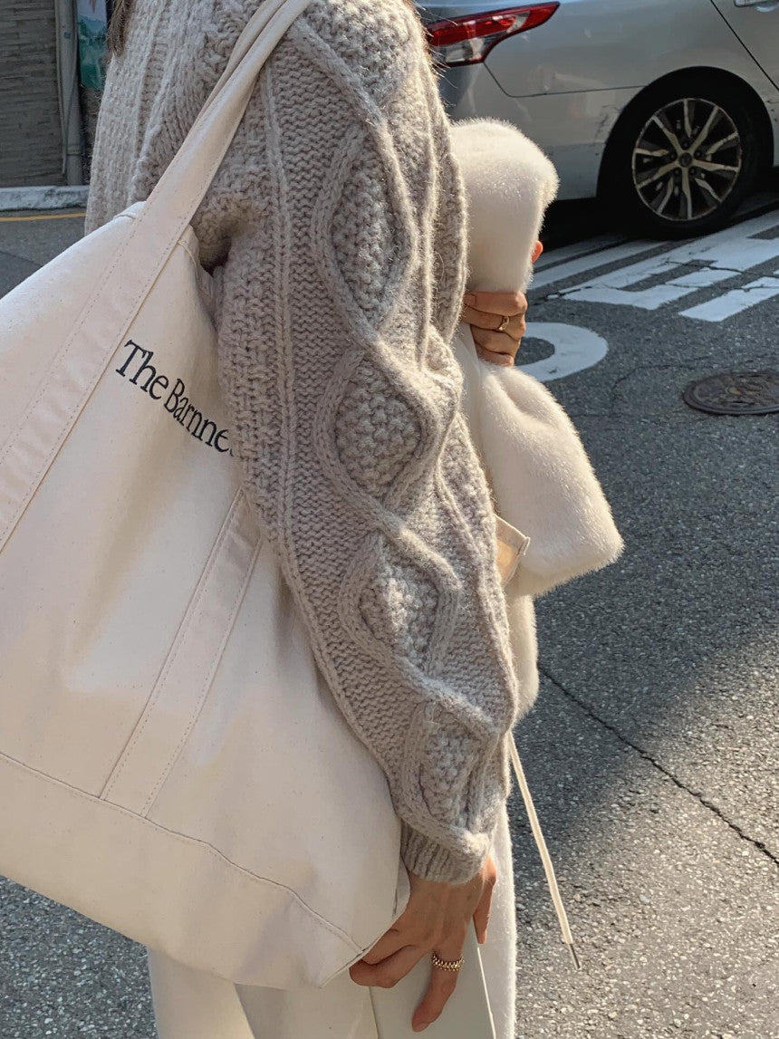 liter house wool cable cardigan-2col