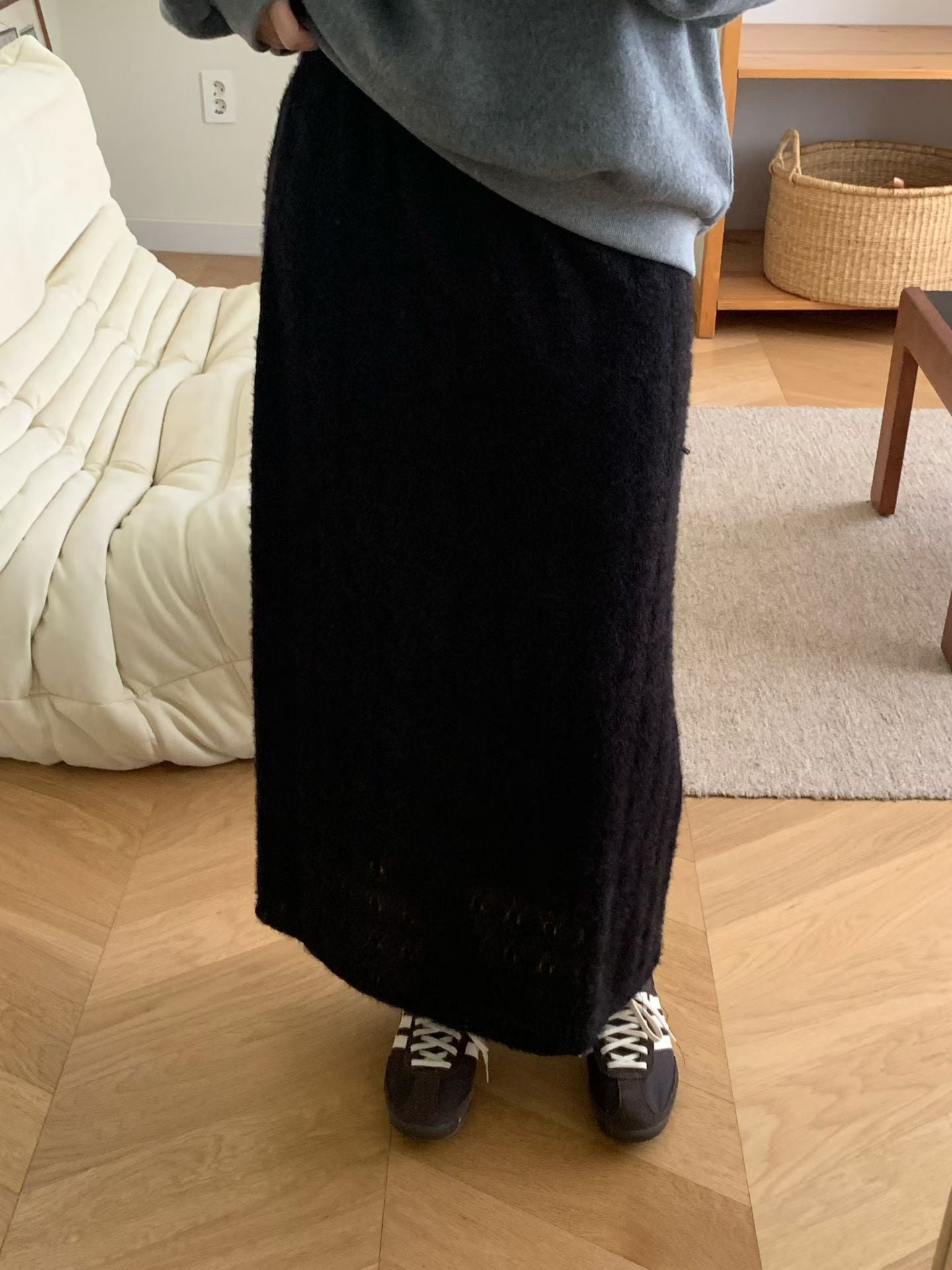 winter lace long skirt-2col