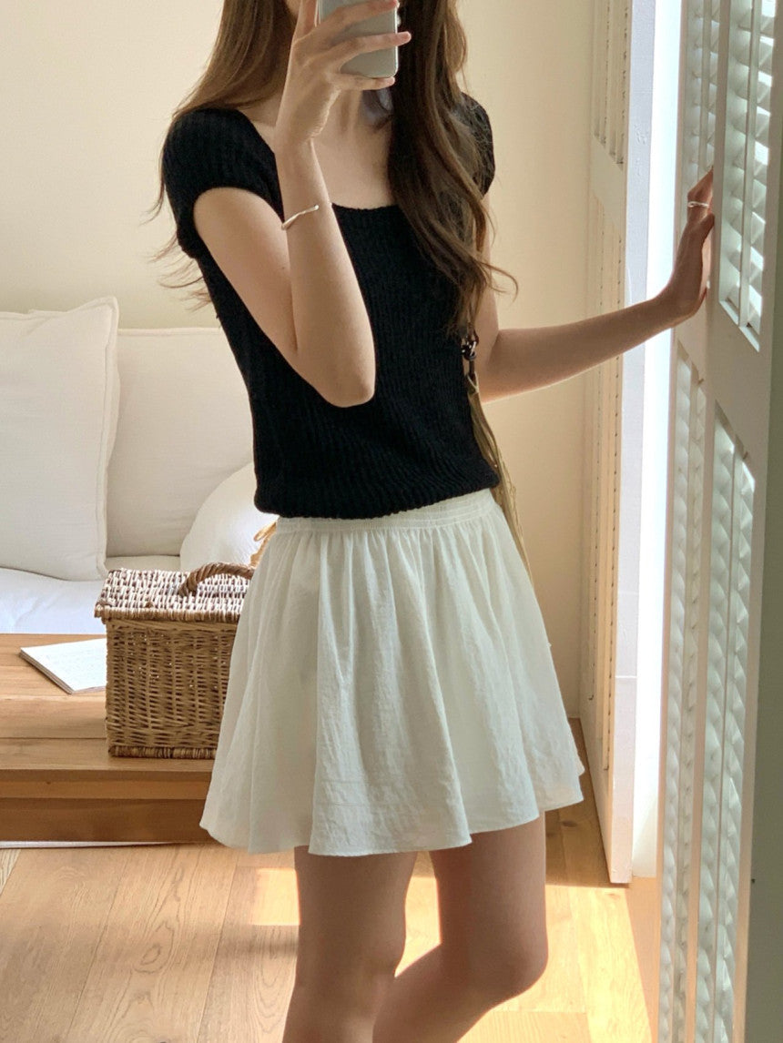 Loe square neck drop shoulder knit-2col
