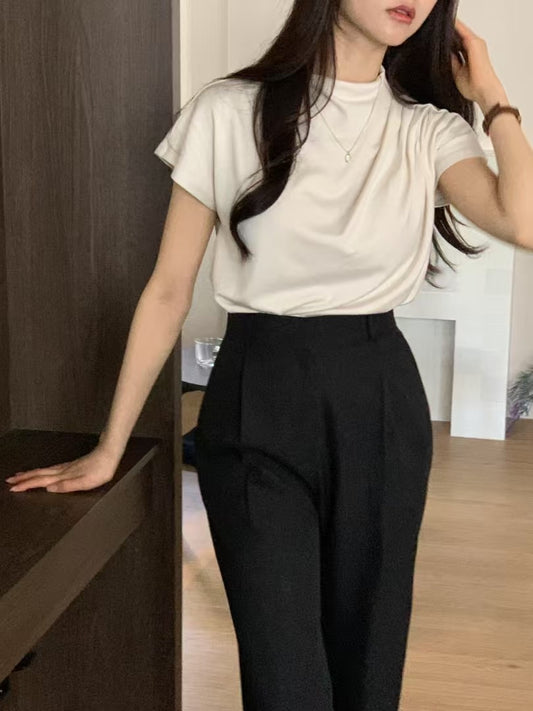 Soren high neck shirring T-4col