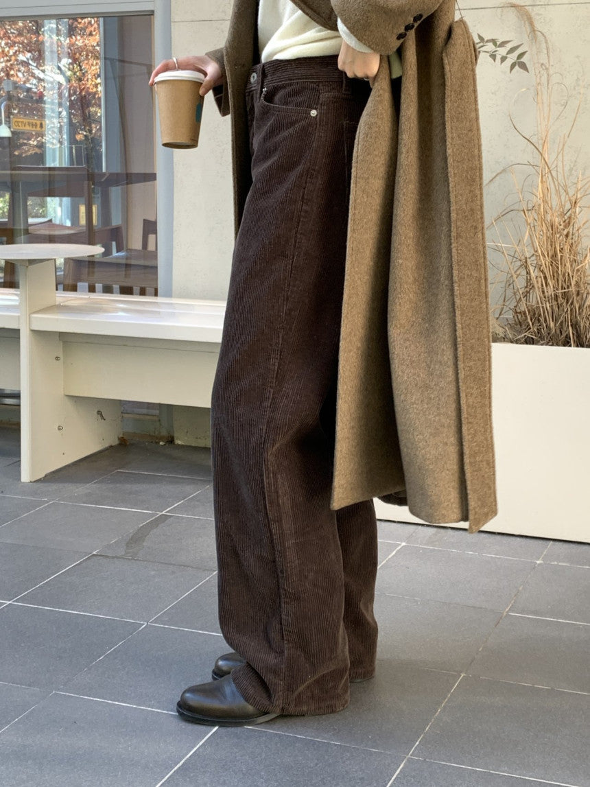 Rie corduroy straight pants-2col