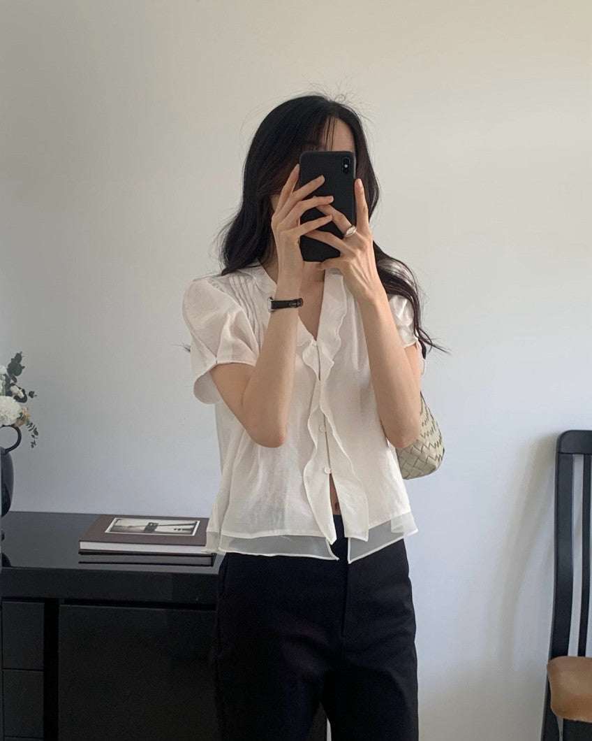 mori pintuck blouse-2col