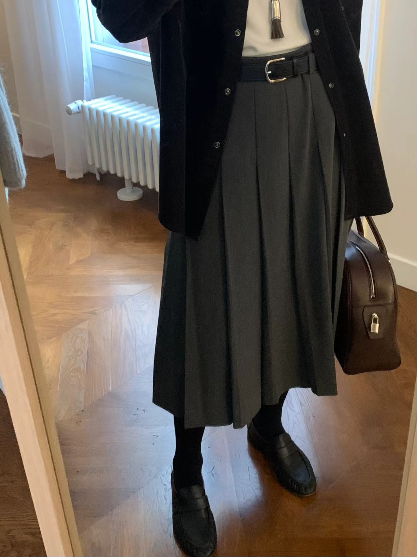 Ounce hey pleats skirt-2col