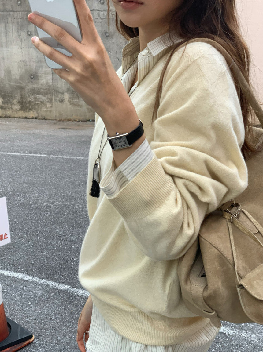 Adele wholegar cash v-neck knit-5col