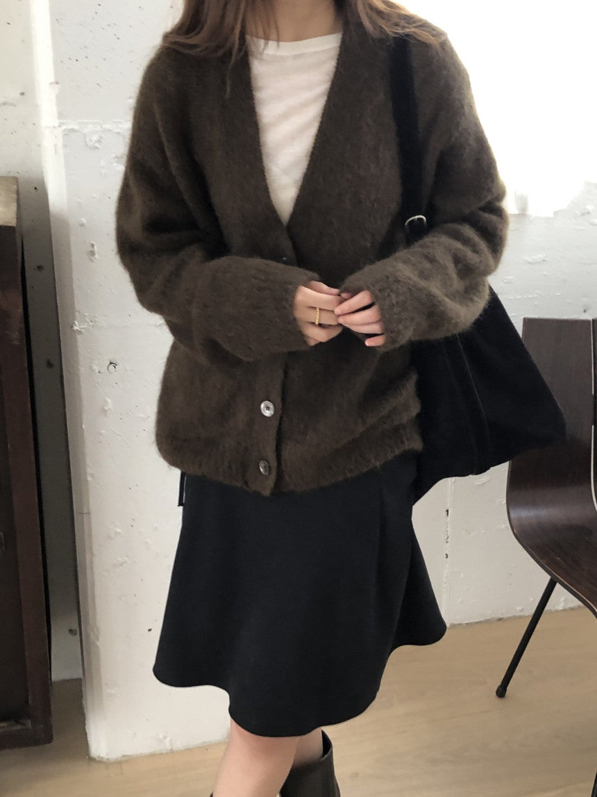 Amelie brushed mohair cardigan-2col