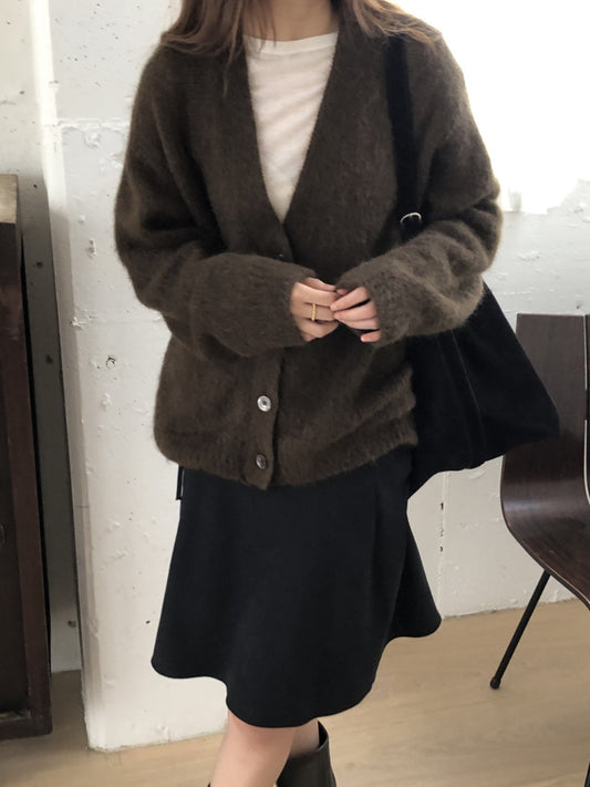 Amelie brushed mohair cardigan-2col