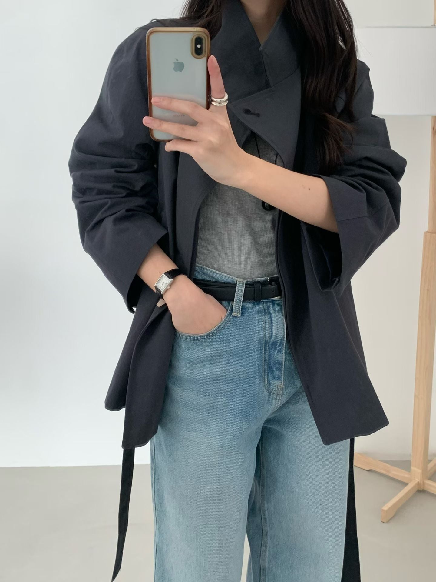 Butter hidden trench jacket-2col