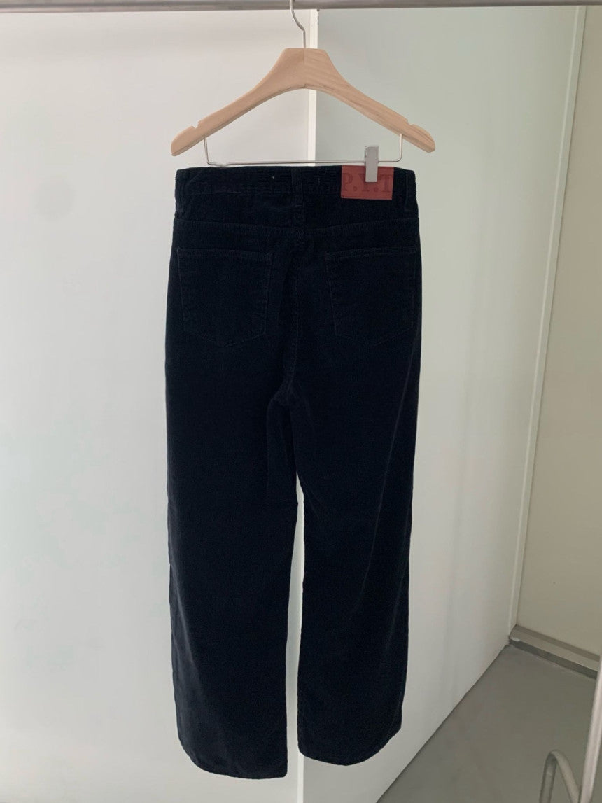 black corduroy pants/ショート丈あり