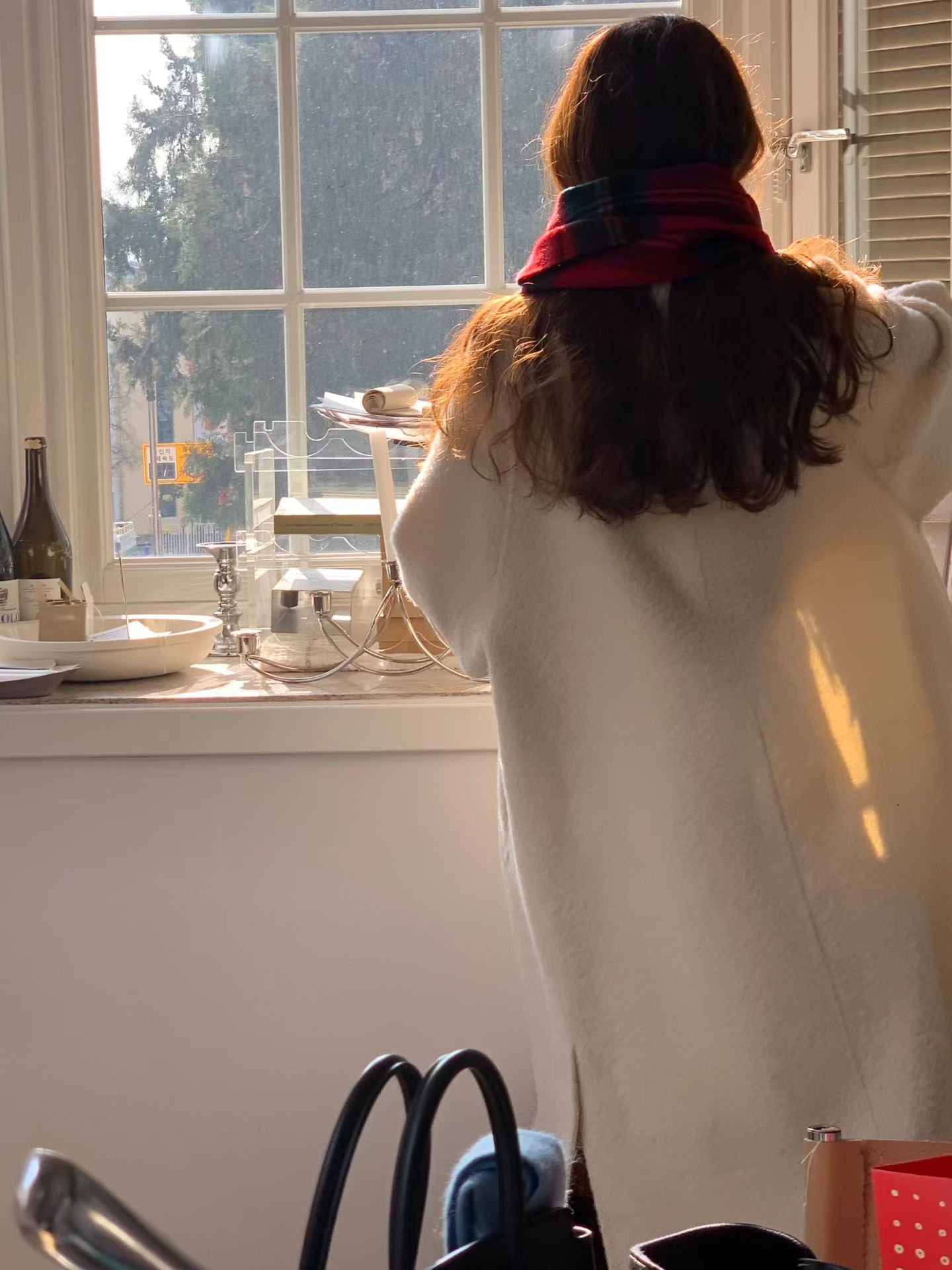 Ounce check wool muffler-3col