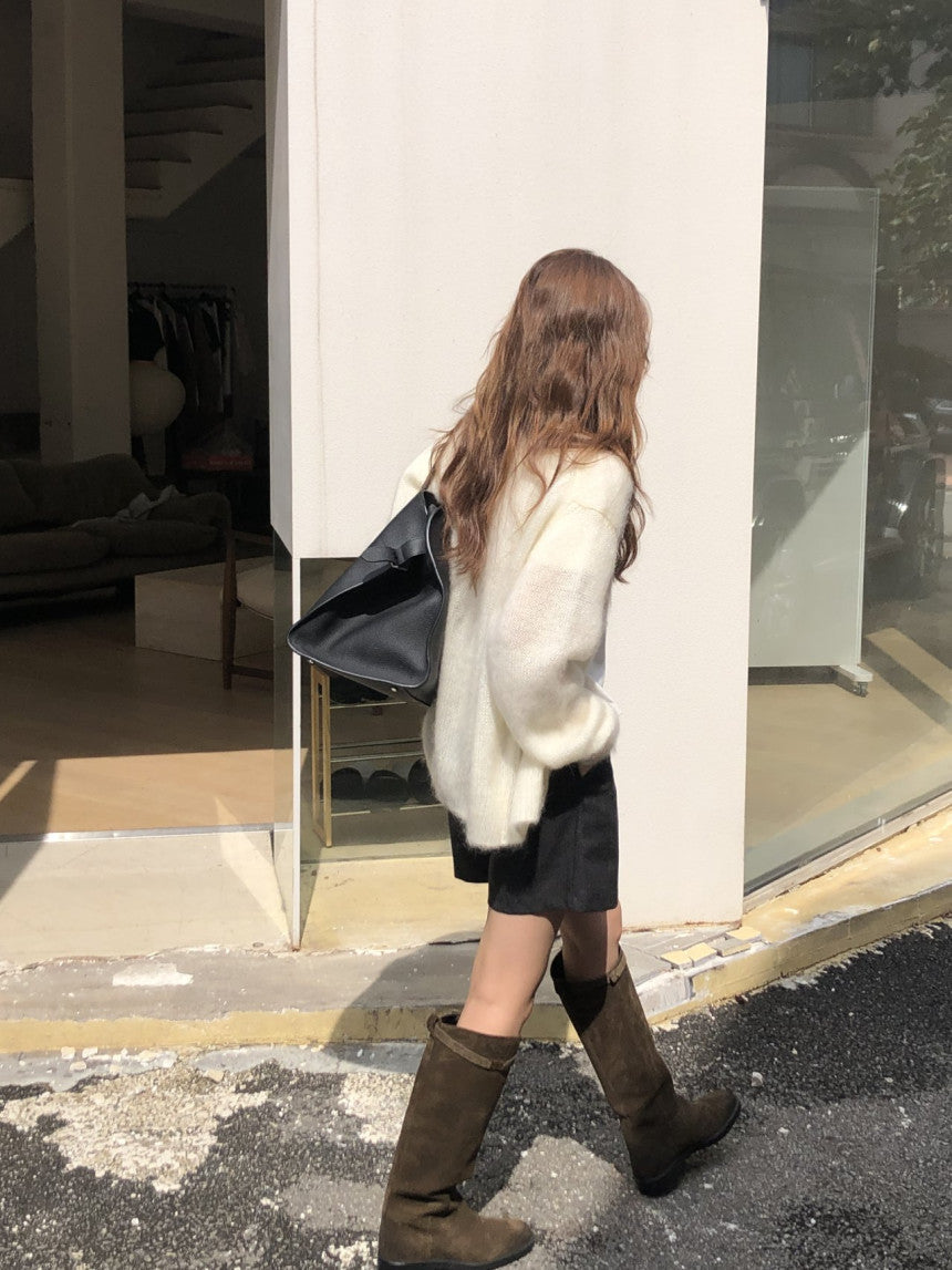 Amelie brushed mohair cardigan-2col