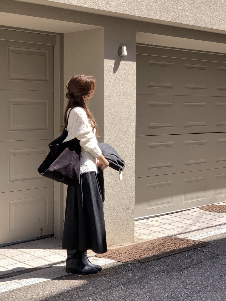 Rouelle suede flare skirt-2col