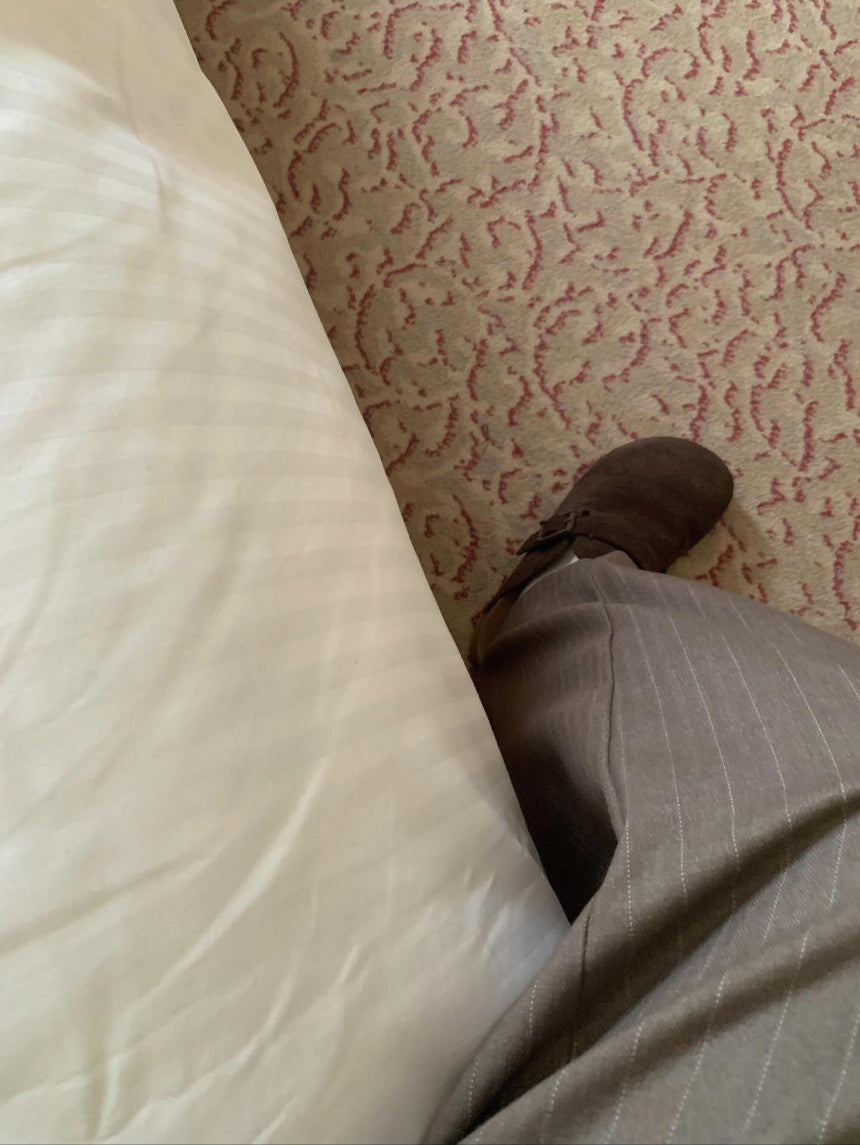 liter bound wool stripe slacks-2col