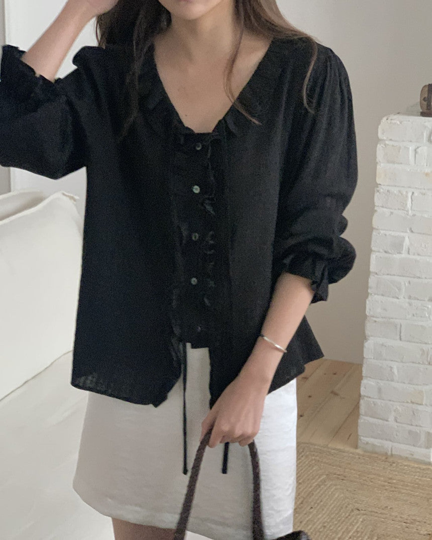 Riel ruffle blouse-2col