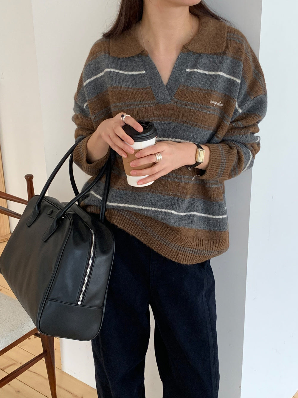 Swan s.t collar knit-2col